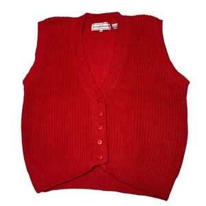 Westbound Red Knit Button-Front Vest